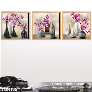 Tranh ghép bình hoa sứ in uv