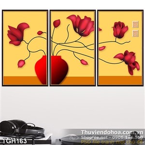 Tranh ghép vector bình hoa psd đẹp