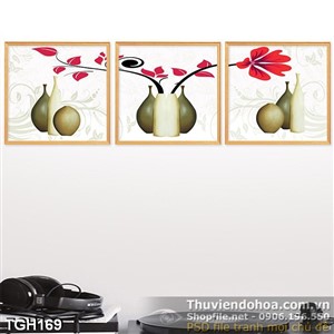 Tranh ghép hoa vector và bình hoa cổ uv