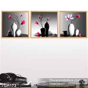 Tranh ghép nghệ thuật bình hoa in wall decor