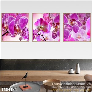 Tranh ghép hoa lan màu hồng tím