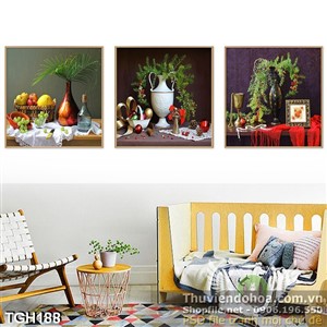 Tranh ghép sơn dầu bàn ăn wall decor