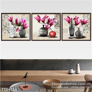 Tranh ghép nghệ thuật bình hoa 3d decor