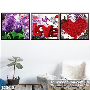 Tranh ghép love trái tim hoa hồng 3d