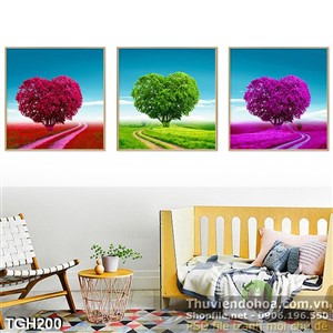 Tranh ghép cái cây hình trái tim psd