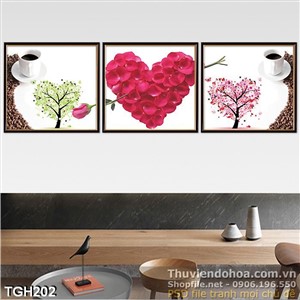 Tranh ghép trái tim hoa hồng 3d