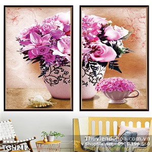 Tranh ghép bình hoa bằng gốm nghệ thuật wall