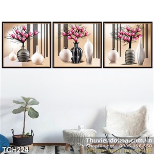 Tranh ghép wall bình hoa  3d in uv