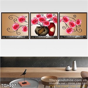 Tranh ghép bình hoa cổ 3d