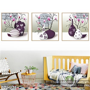 Tranh ghép bình hoa gốm đất đậm chất văn hóa việt nam