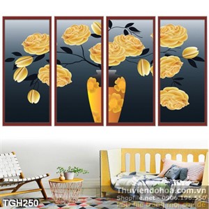 Tranh ghép hoa hồng vàng in uv file psd
