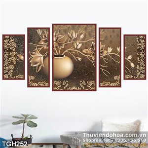 Tranh ghép decor nghệ thuật bình hoa