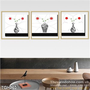 Tranh ghép vector bình hoa psd in uv