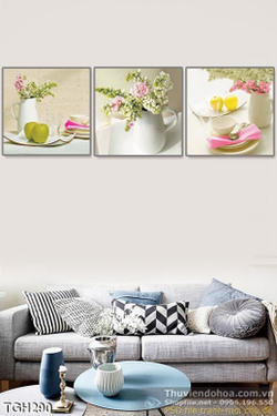 Tranh ghép bình hoa tươi mát