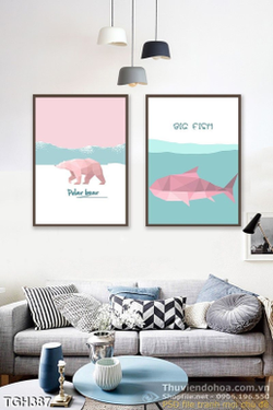 Tranh ghép con gấu và con cá