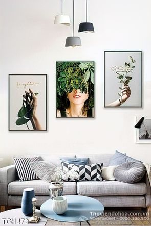 Tranh ghép cô gái và lá cây