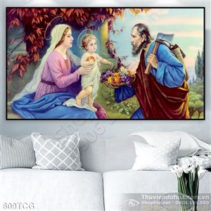 Tranh công giáo Chúa hài nhi và gia đình