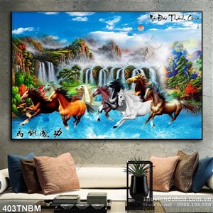 Tranh Bát Mã thư pháp nghệ thuật treo tường