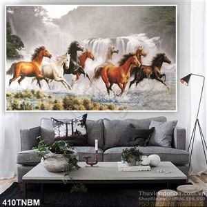 Tranh Ngựa và thác nước đẹp