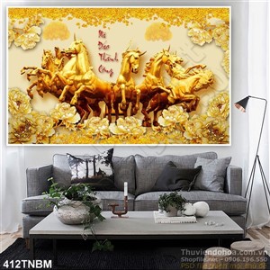 Tranh Ngựa vàng kim tiền
