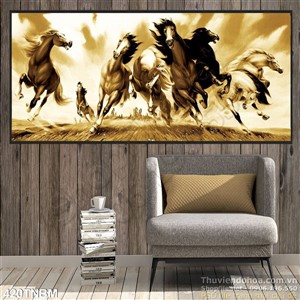 Tranh Bát Mã phong thủy treo phòng khách