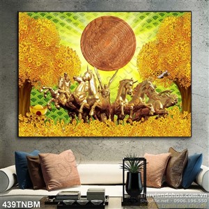 Tranh tượng Bát Mã psd  kim tiền