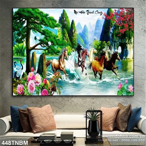 Tranh Bát Mã sơn thủy decor