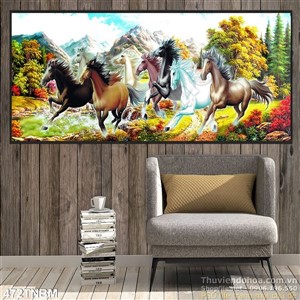 Tranh 8 con ngựa - tranh gạch 3D
