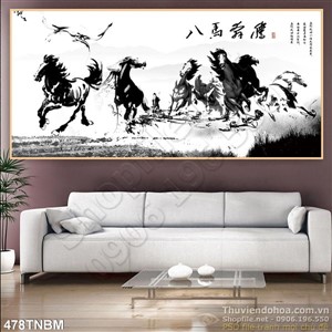Tranh Ngựa thư pháp treo tường đẹp