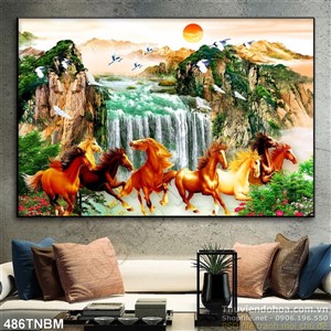Tranh Ngựa Bát Mã treo phòng khách