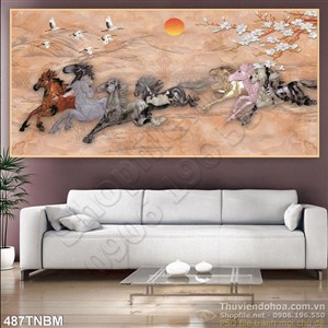 Tranh dán tường Bát Mã khổ lớn