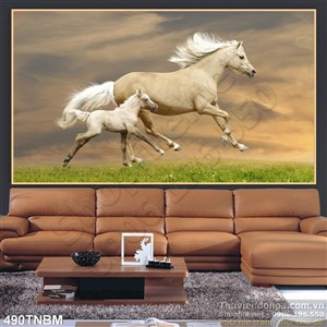 Tranh Bạch Mã phi nước đại trên thảo nguyên
