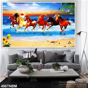 Tranh Bát Mã và hoàng hôn trên biển nước