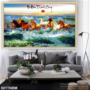 Tranh 8 ngựa vượt biển