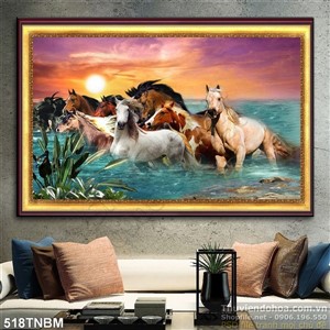 Tranh 8 ngựa phong thủy nghệ thuật