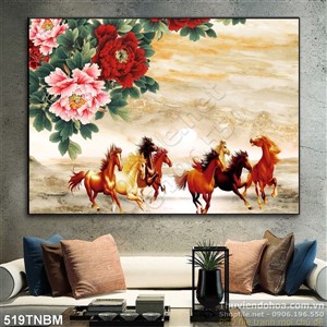 Tranh 8 chú ngựa thư pháp