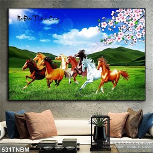 Bát Mã du xuân -  Tranh treo tường