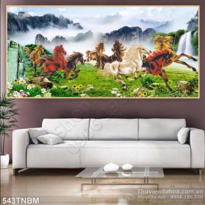 Tranh vẽ Bát Mã trên đồng cỏ