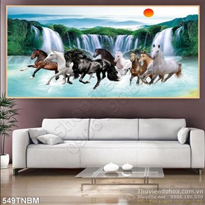 Psd Tranh Ngựa sơn thủy