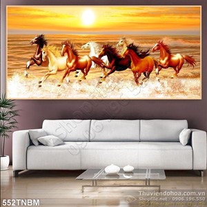 Tranh treo tường Bát Mã vượt biển chiều hoàng hôn