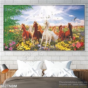 Tranh Bát Mã và hoa