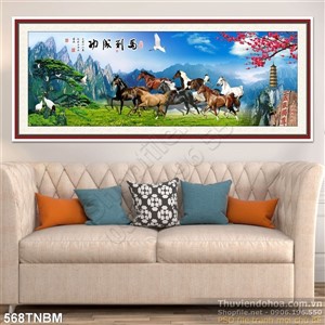 Mã đáo thành công psd tranh phong thủy