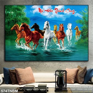 Tranh treo tường ngựa phi trên nước