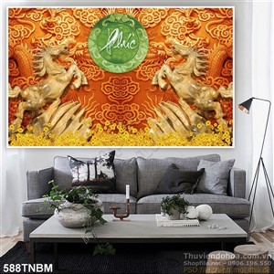 Tranh điêu khắc mã đáo kim tiền