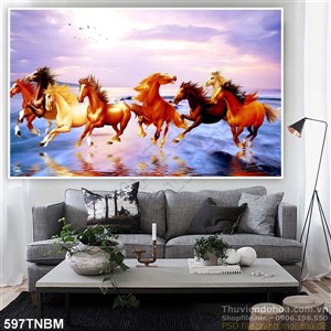 Chiều hoàng hôn trên biển cùng 8 chú ngựa