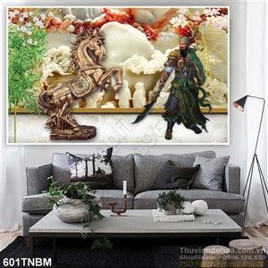 Tranh treo tường 3D Quan Công và chú Ngựa