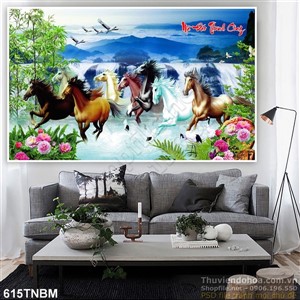Tranh dán tường 8 con ngựa đẹp