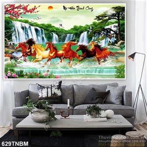 Tranh trang trí phòng khách với tranh ngựa đẹp