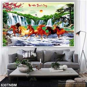 Tranh tuấn mã treo tường phòng khách