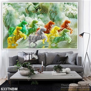 Tranh treo tường 8 con ngựa bằng đá